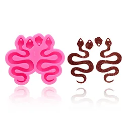 DIY Snake Earring Mirror Face Silicone Mold Keychain Necklace Car Pendant Epoxy Resin Molds Crafts Decoration Tools