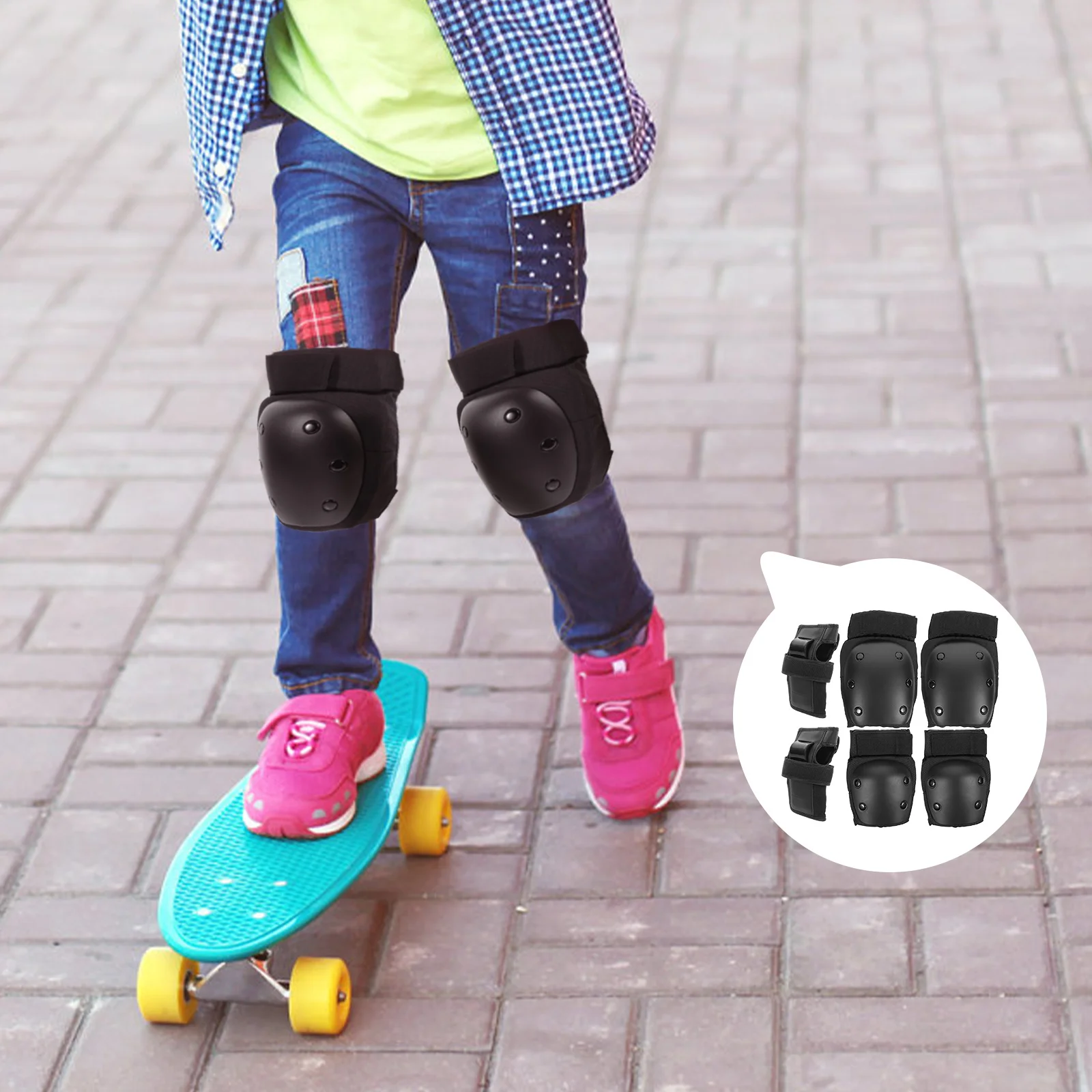 

6 шт., комплект защитного снаряжения для локтя, колена, велосипедного скейтборда, скутера, амортизирующие накладки, наколенники, налокотники