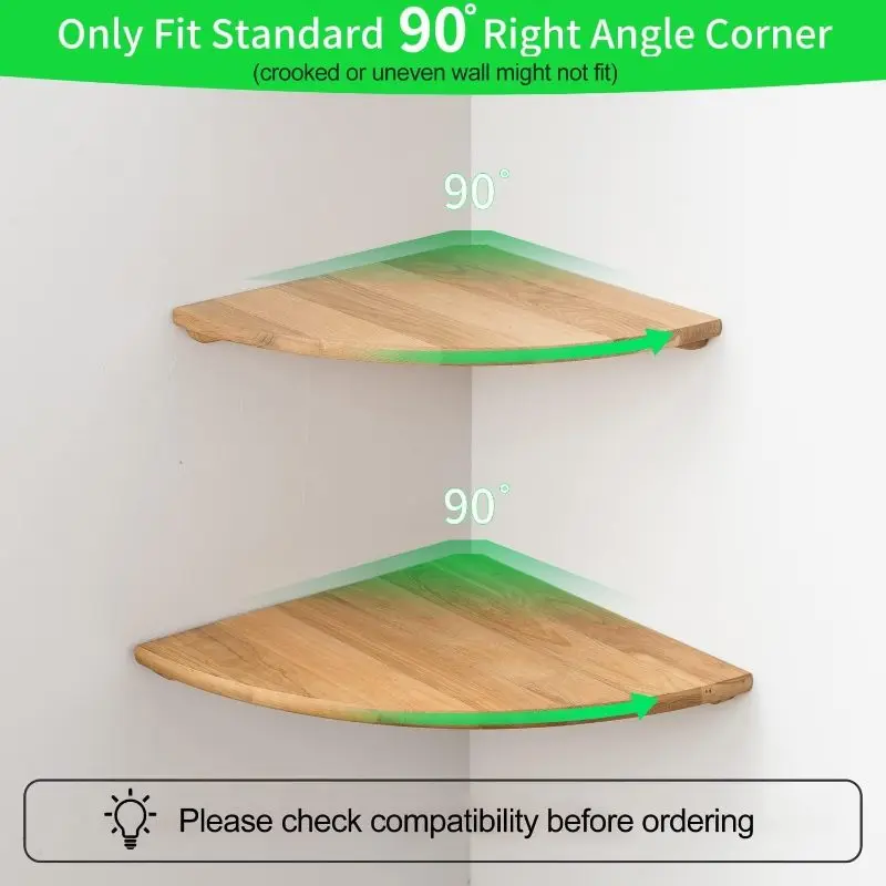Modern Round Wood Corner Floating Shelf, Wall Mount Display Rack With Cable Hole, Storage Organizer for Speaker, Plant, Bedroom