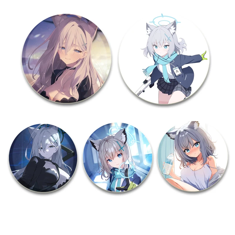 Anime Game Blue Archive Cute Cartoon Cosplay Badge Handmade Tinplate Brooches, Breastpin for Backpack Clothes Gift Accessory