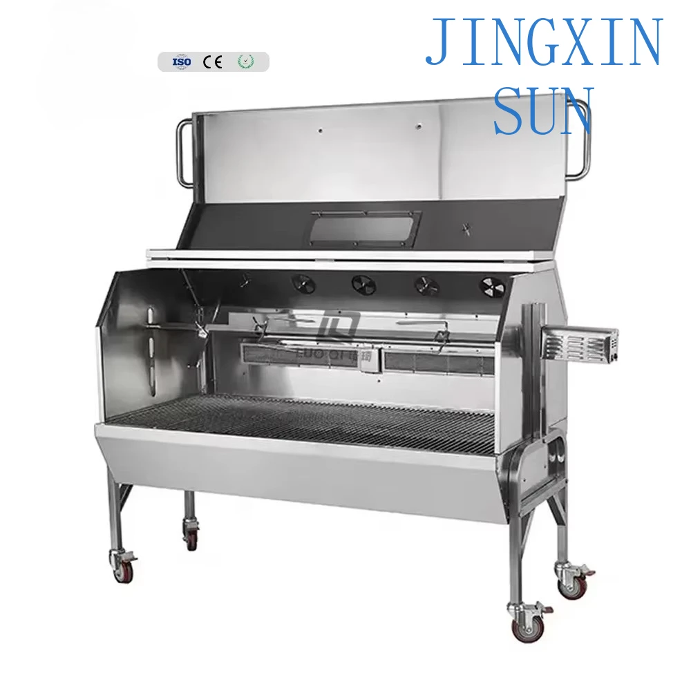 Commercial 60KG Rotisserie BBQ Grill for Outdoor Barbecue Gas Charcoal Grill Stainless Steel Heavy Duty Large Capacity