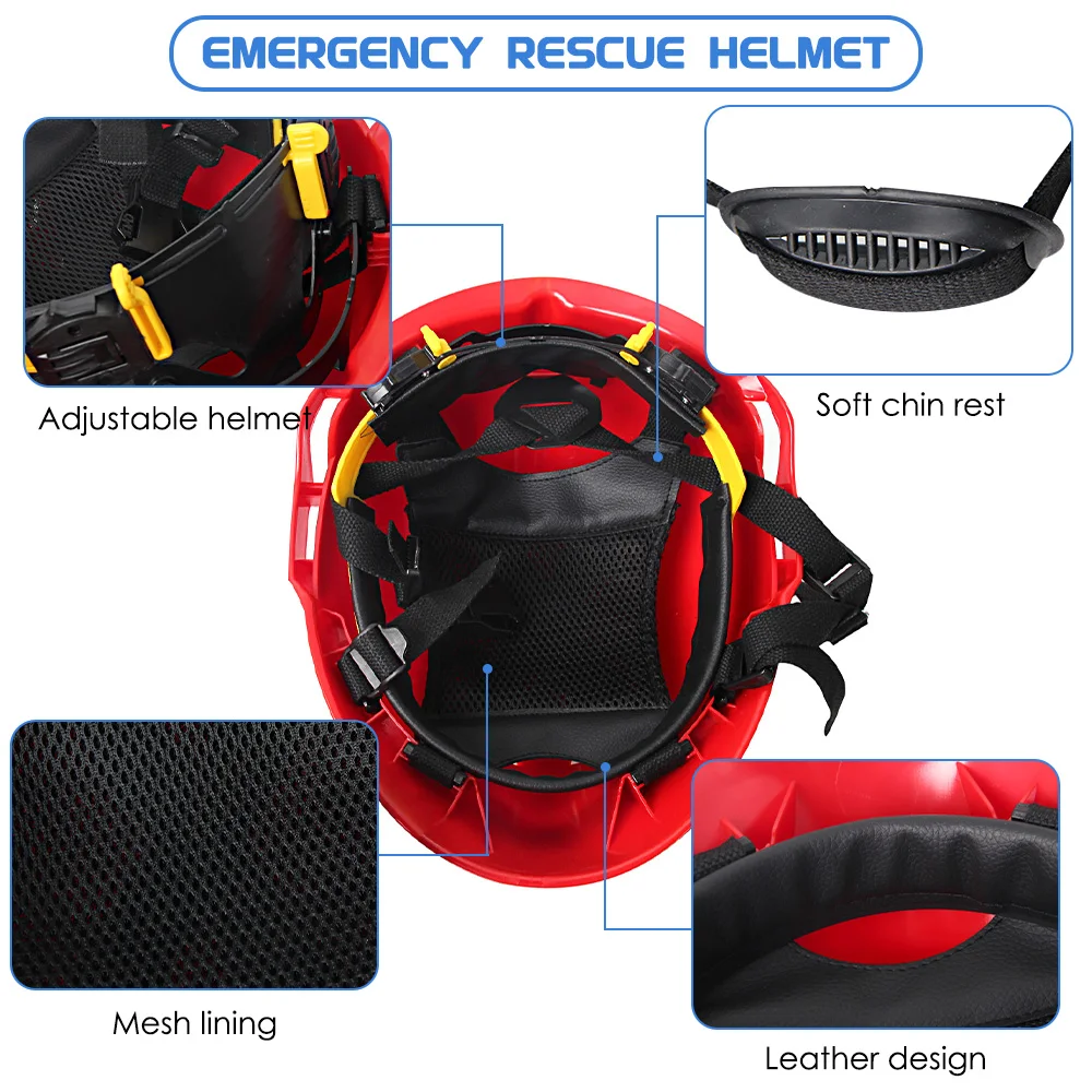 Emergency Rescue Helmet Fire Fighter Reflective Safety Helmets w/ Goggles Flashlight Stand Forest Rescue Construction ABS Helmet