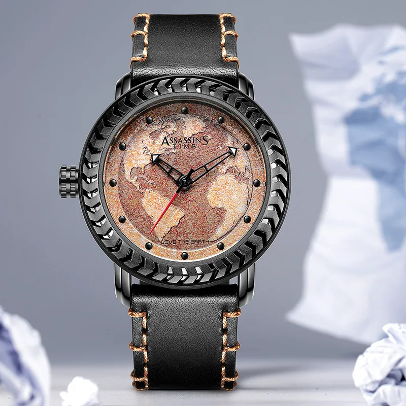 Time Assassin-reloj Retro para hombre, cronógrafo con personalidad, tendencia de moda, cinturón, estudiante