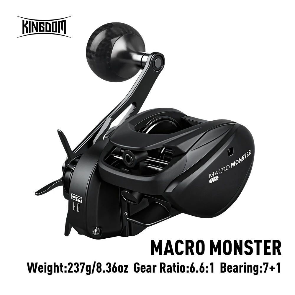 kingdom-macro-monster-long-cast-baitcasting-reel-max-drag-13kg-full-metal-237g-66-1-gear-ratio-nmb-bearing-fishing-reel