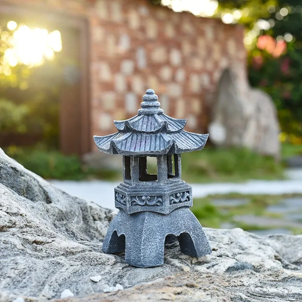 

Retro Handcrafted Zen Pagoda Sculpture Outdoor Solar Light Decorative Statue For Garden Balcony And Yard Ornament Decoration