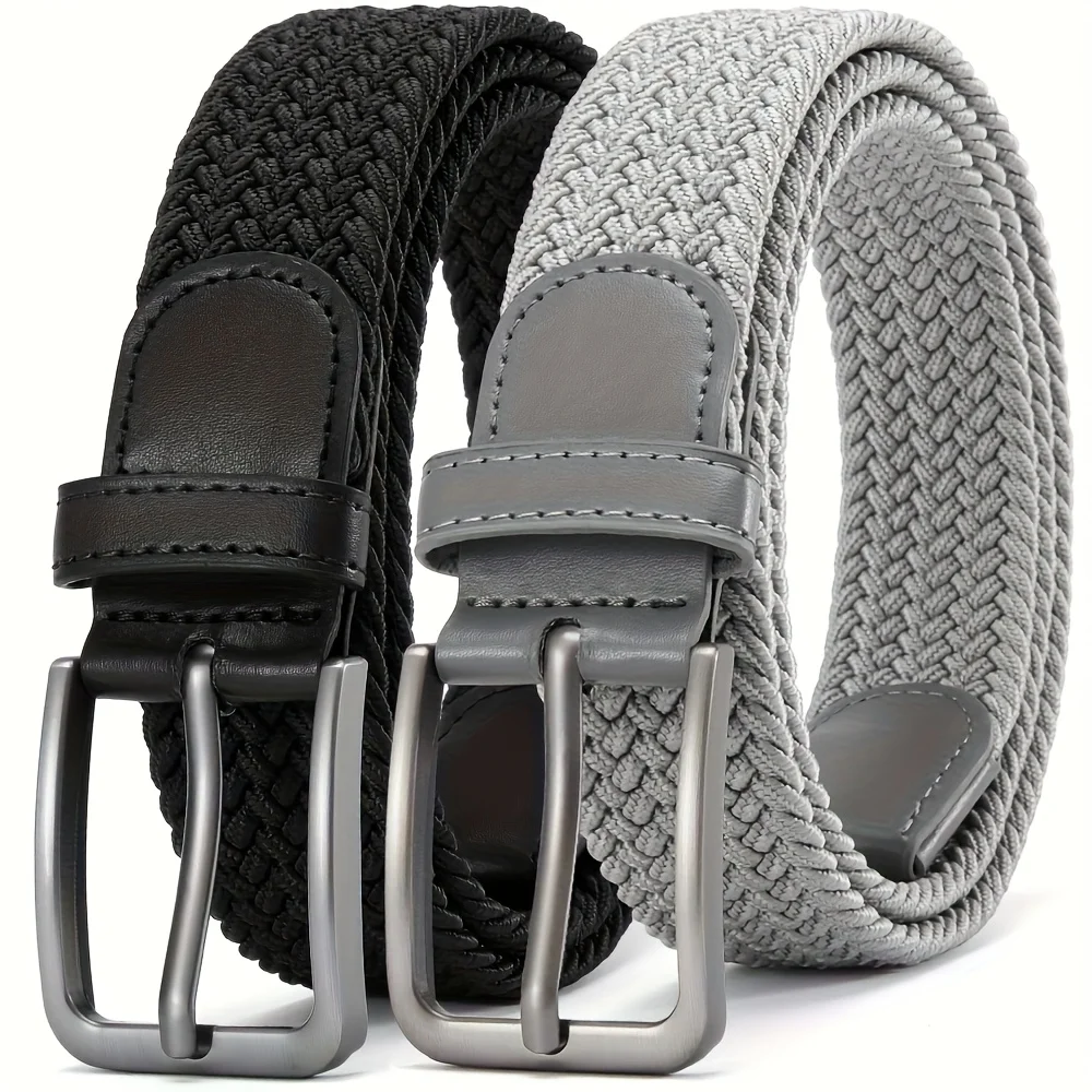 2Pcs 105/115/125cm Men's Elastic Woven Belts Women'S Belt Casual Jeans Woven Belt for Outdoor Rock Climbing Training Work