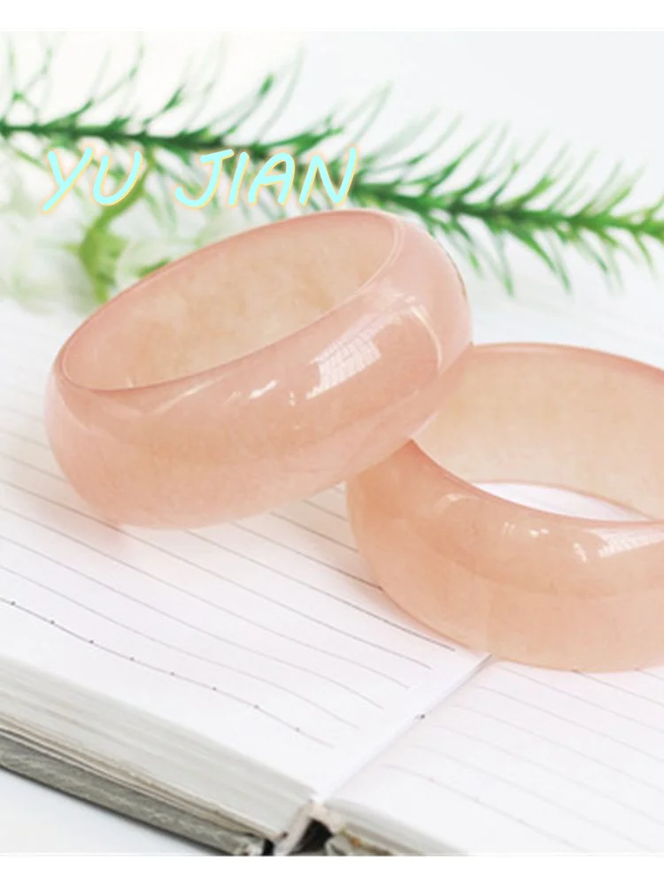 Direct Natural Hetian-Jade Gold Silk Jade BANGLE Elegant Light Orange-pink Wide Bracelet Gentle Sacelet Women's Handring Jewelry