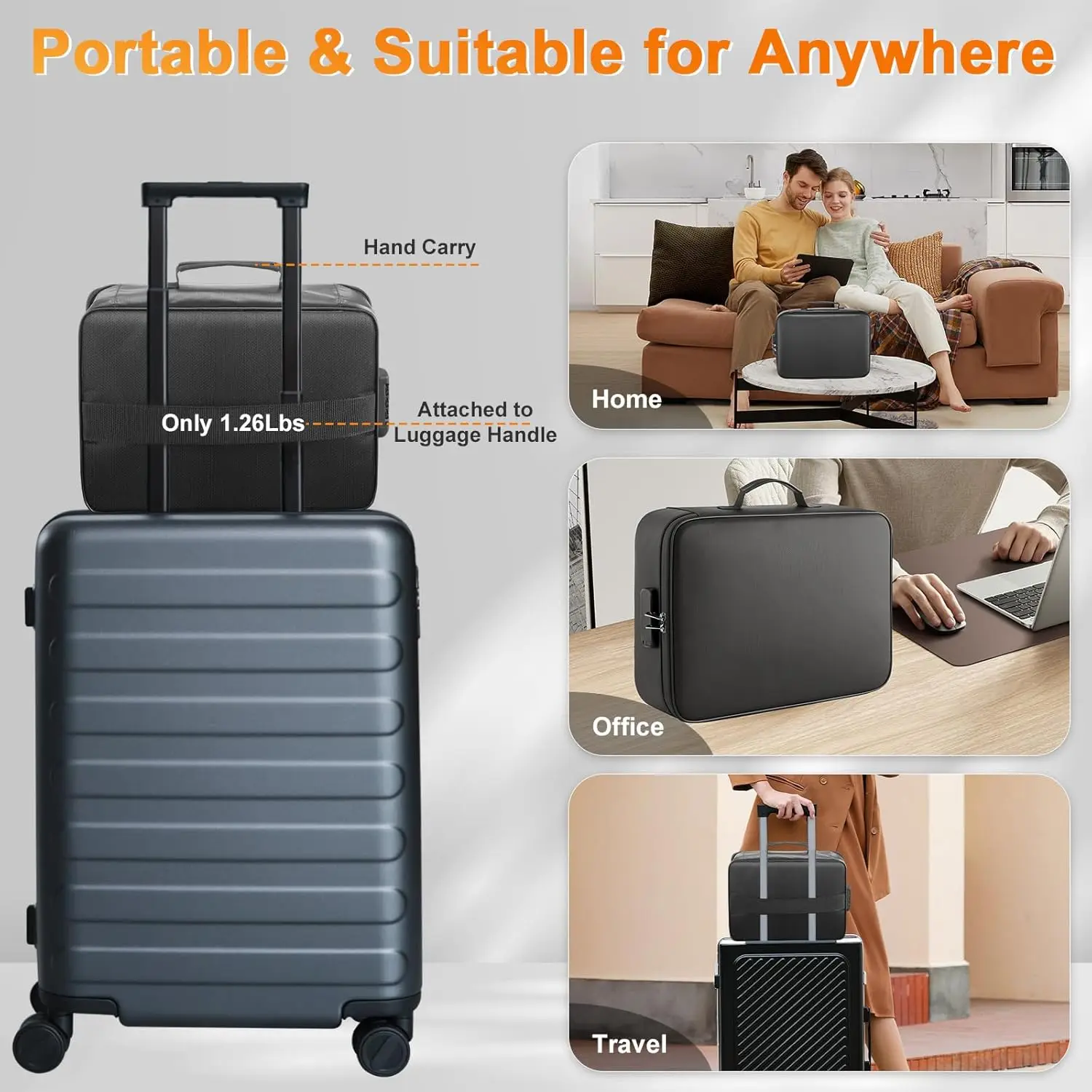 

Портативная огнестойкая водонепроницаемая сумка для документов с замком для важных файлов, дорожный футляр для хранения ноутбука, паспорта, сертификатов