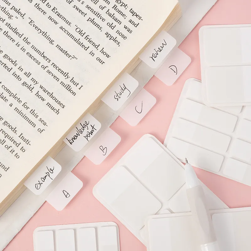 PET-indexstickers Studenten Boekmarkering Etiketten Mappen Classificatie Tabbladen Zelfklevende plaknotities voor paginamarkering Planner