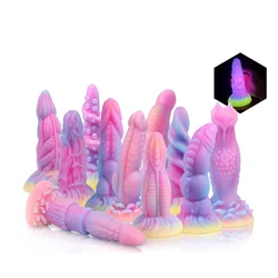 Alien Monster Dildo Glowing Phallus in The Dark Luminous Masturbation Stick Silicone Sex Toy Soft Dildo Anal for Women Lesbian