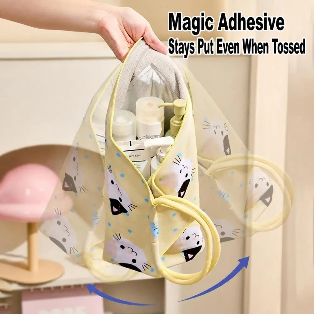 1Pc Portable Cat Printed Insulated Lunch Bag Self-adhesive Foldable Self Adhesive Wrap Pouch Reusable Foldable Carry Tote Bag
