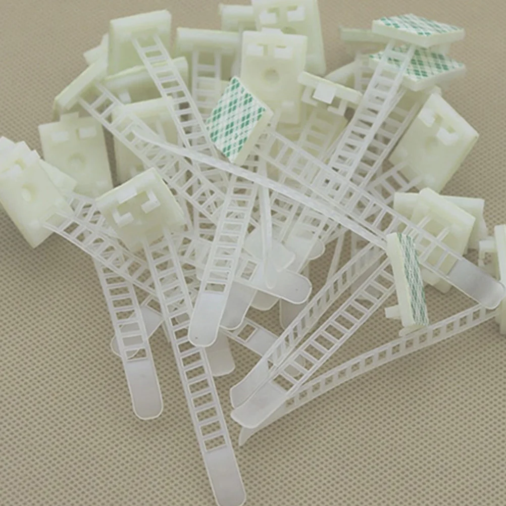 

50Pcs Adjustable Cable Ties Holder with Adhesive Backing Wire Clamps for Neat Cord Organization Wall Mountable Fastening Clips