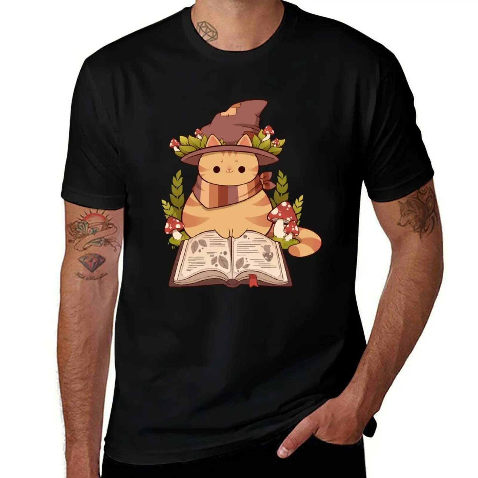 Nature witch kitty T-Shirt Minimalist Casual Short Sleeve Top T-Shirt