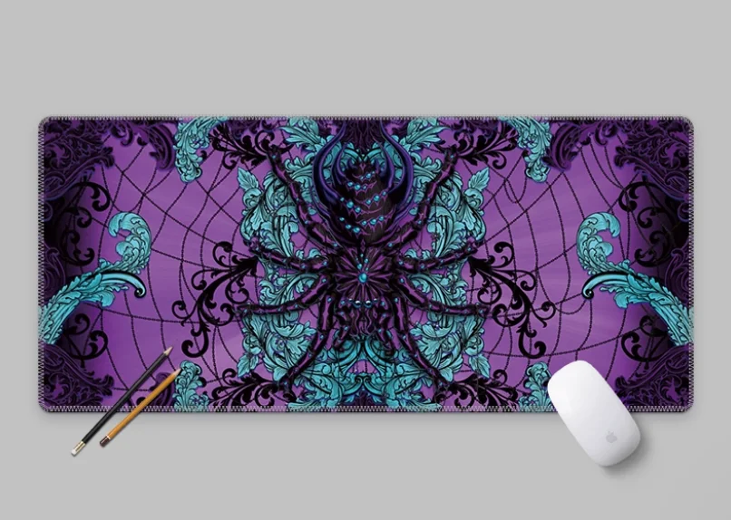 

Gothic Tarantula Big Gaming DeskMat White Kawaii Gaming Large Anime Mouse Mats on The Table Mouse Carpet Mousepad Gamer Table