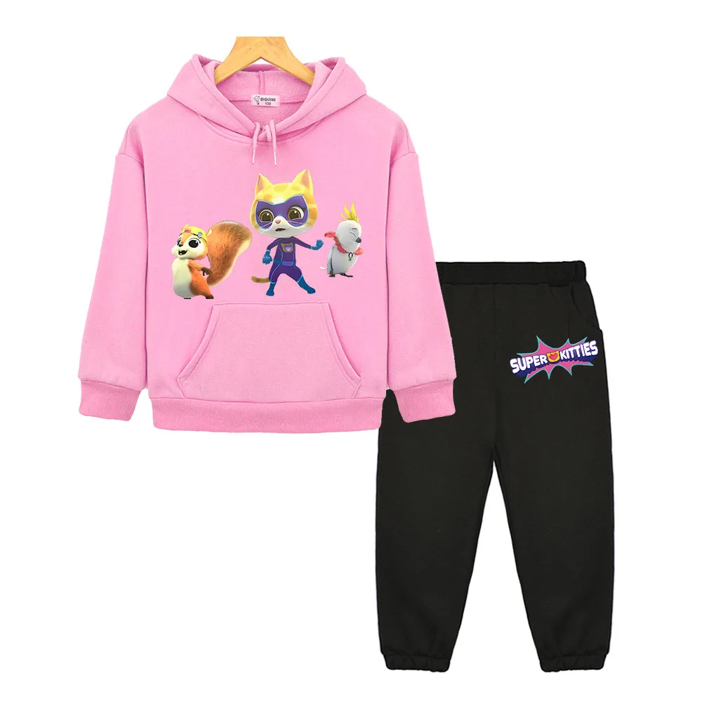 

Super Kitties Hooded Sets kids boutique clothes Casual Jacket Autumn Fleece Pullover y2k Anime hoodie Sweatshirt for boys girls