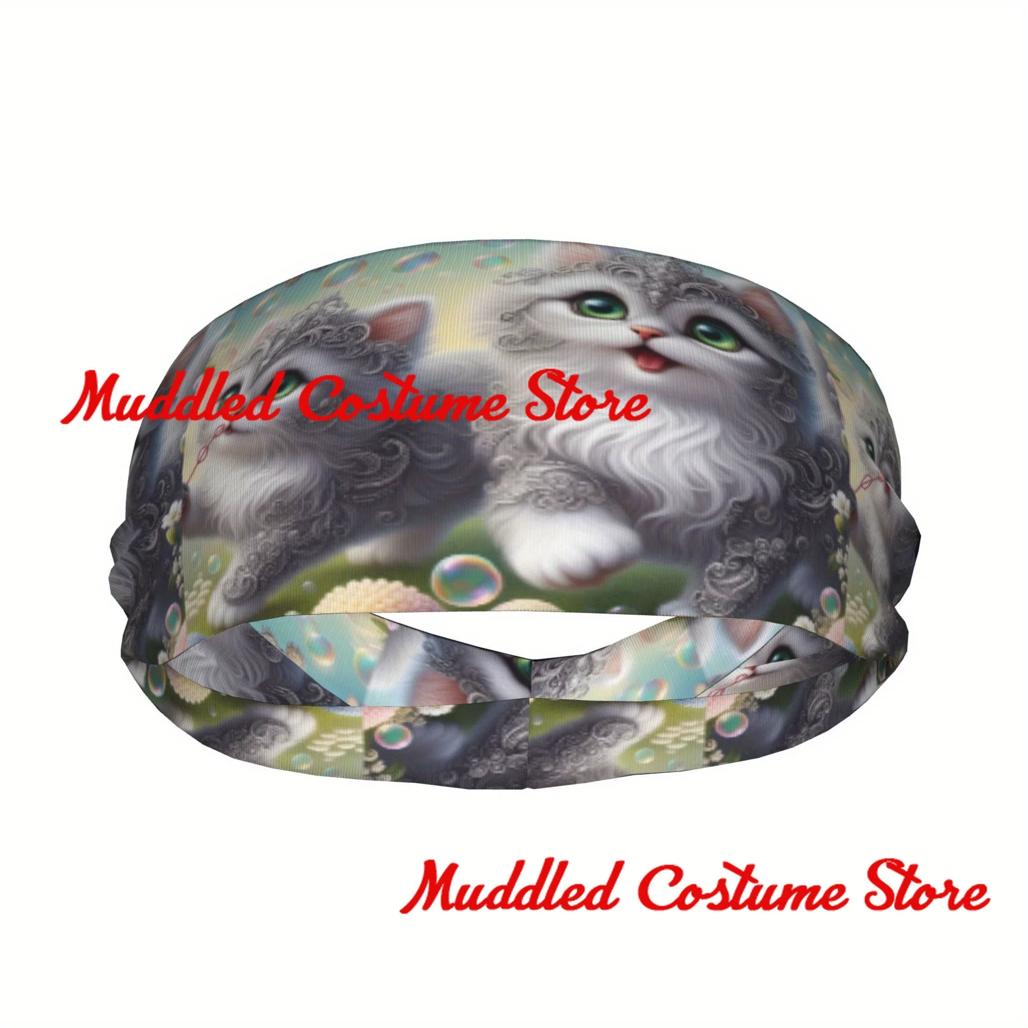 

Спортивная повязка на голову унисекс с богемным котом, эластичная повязка на голову для йоги и фитнеса, эластичная повязка на голову