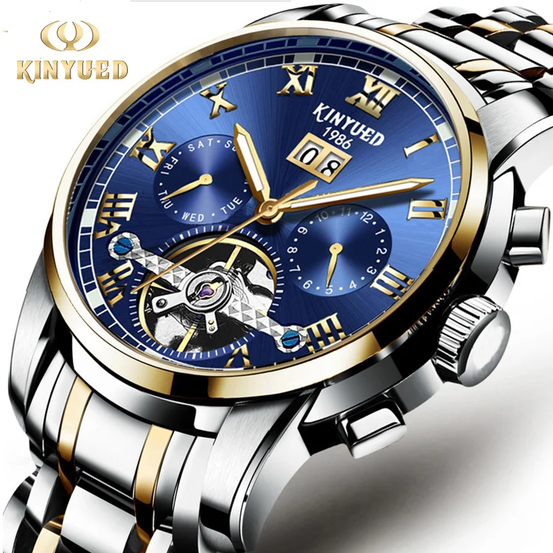 

Swiss New Multi-Functional 's Automatic Mechanical Men's Watch Tourbillon Luminous Waterproof Calendar Business Fashion