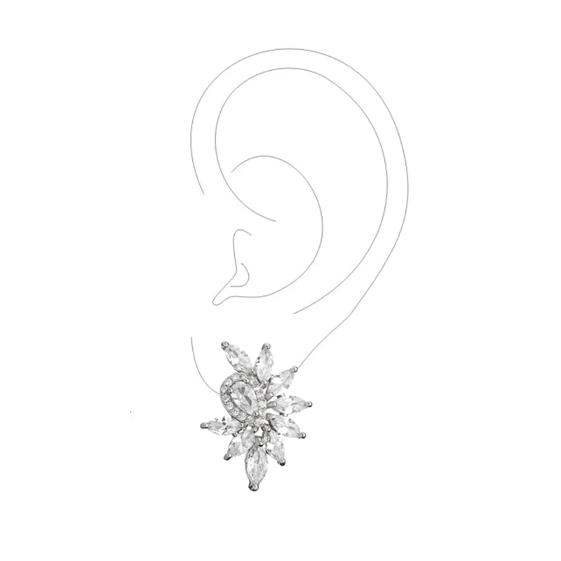 ZAKOL  Classic Luxury Leaf Drop Stud Earrings for Women Clear AAA Cubic Zirconia Charm Wedding Jewelry Earring EP2984