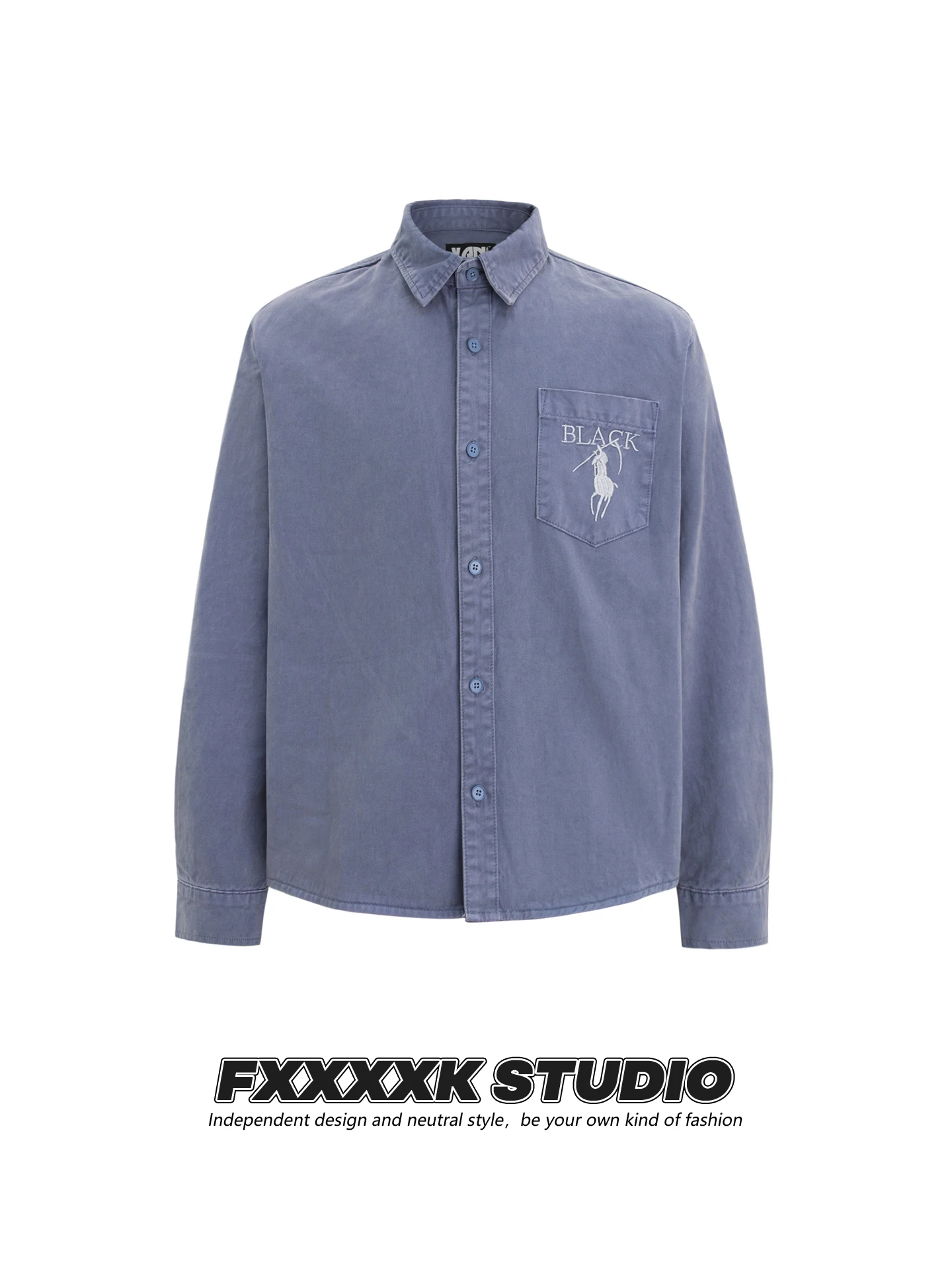 

Мужская куртка FXK Original в стиле ретро, американский повседневный стиль, свободный крой, синяя, рабочая одежда, уличный стиль, для прогулок