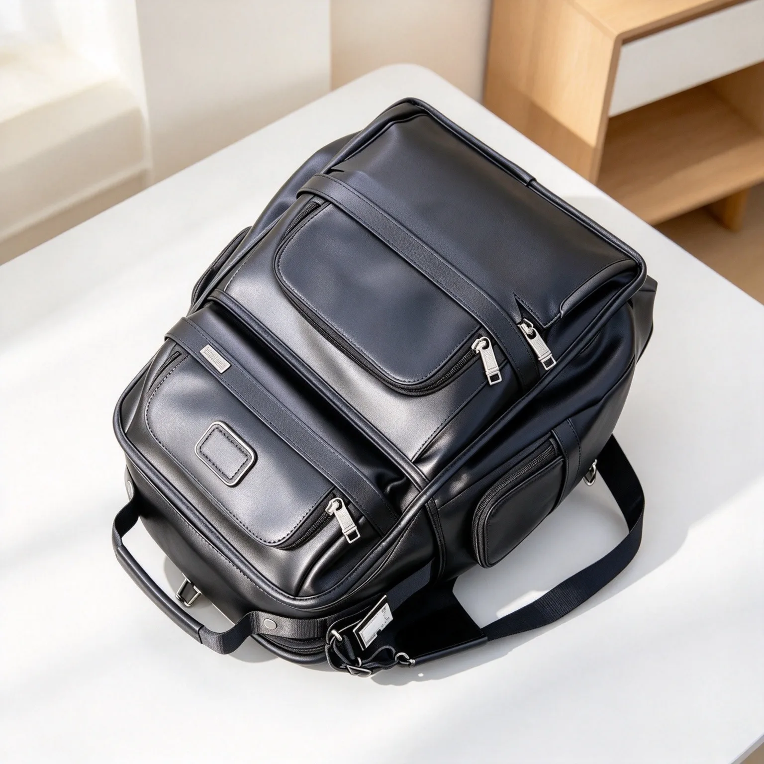 Men's Full Grain Leather Backpack, Business Casual Laptop Bag, Commute & Travel Rucksack