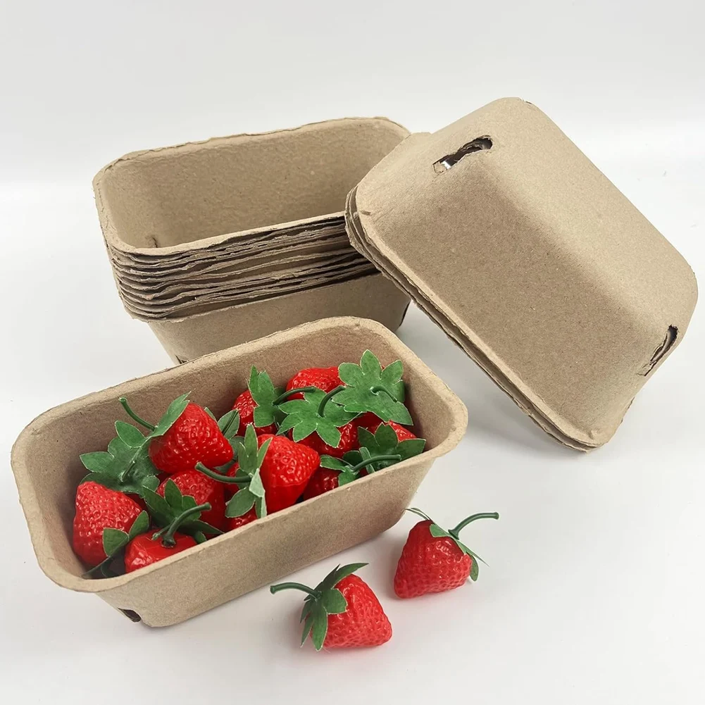 HOT-50 Pack Pulp Fiber Berry Basket For Picking Fruit, Molded Berry Basket For Blueberry Raspberry Cherry Strawberry