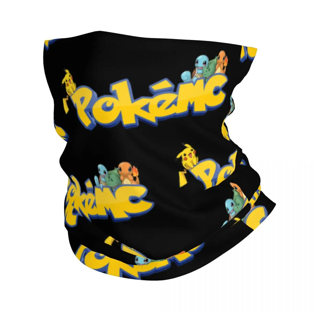 Japanese Cartoon Game Pokemon Bandana Neck Cover Printed Motorcycle Motocross Pikachu Face Scarf Hiking Unisex Adult Breathable