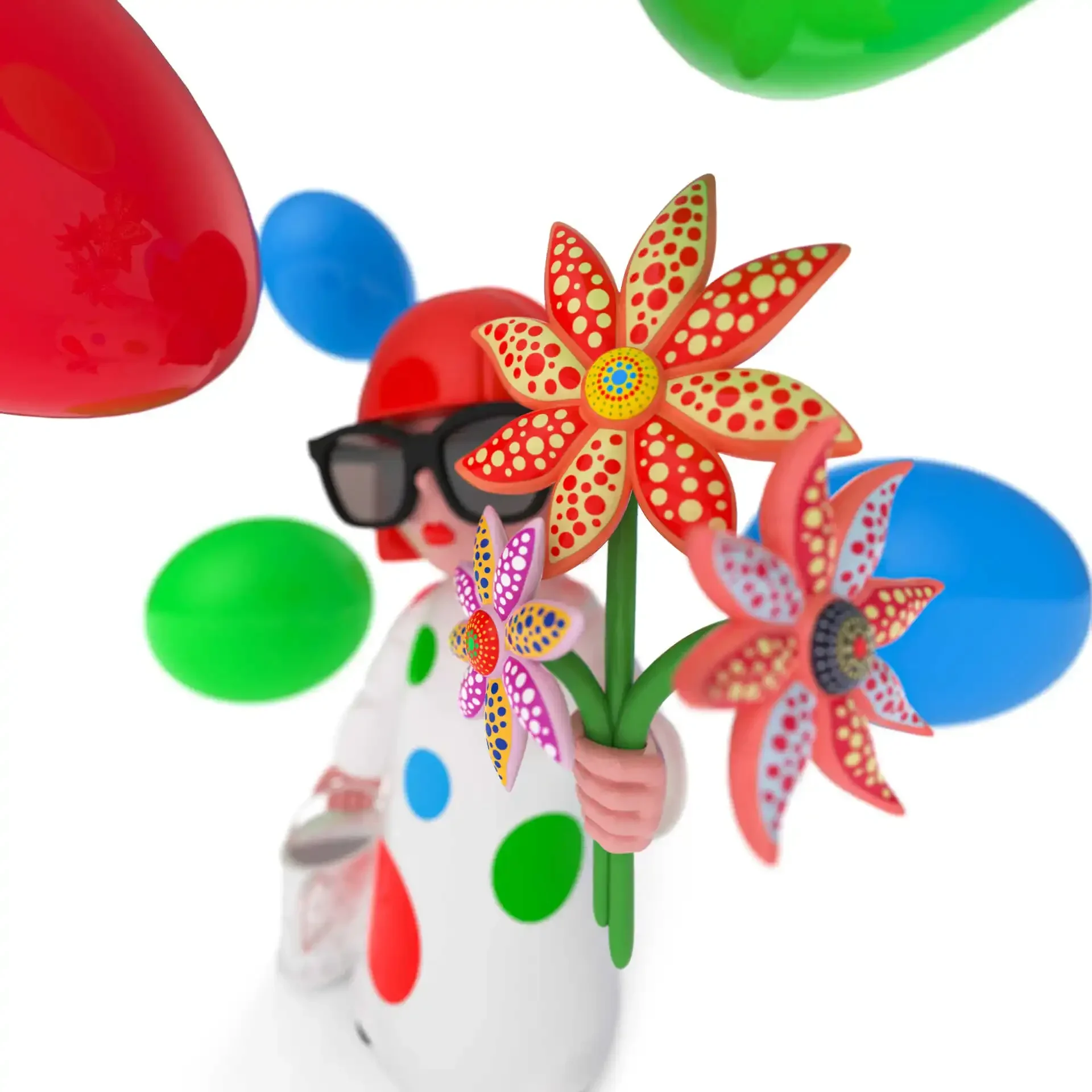 草間彌生水玉アートカボチャの花潮遊びフィギュアトレンド装飾卓上飾りクリエイティブ男性と女性のギフト