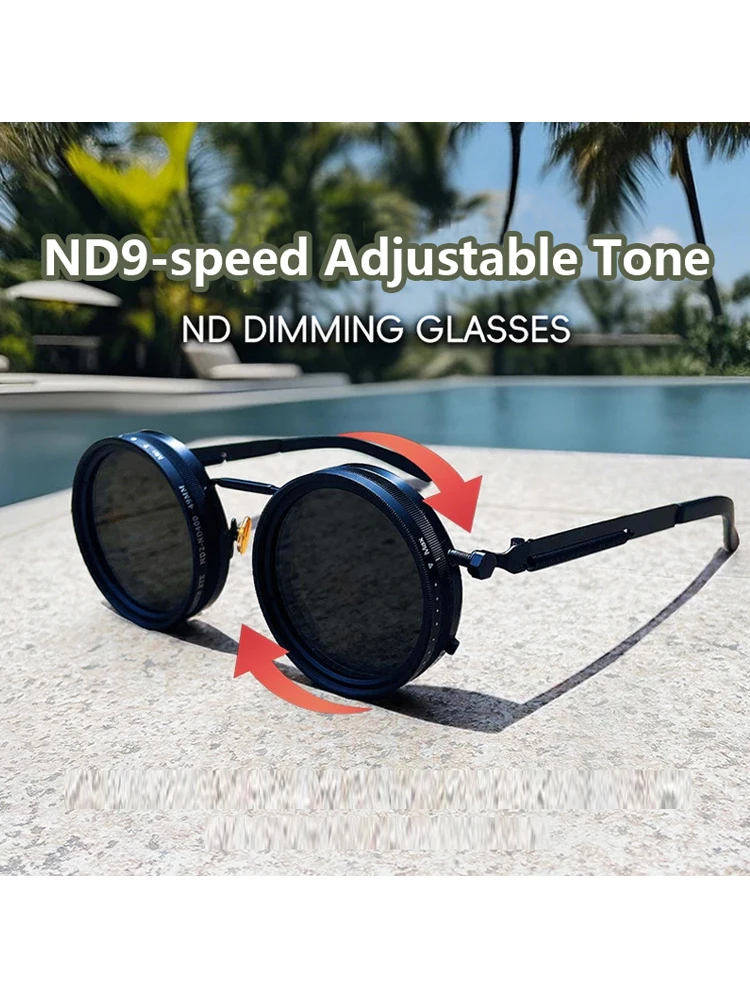 AliExpress Julyrays Cycling Polarized Round Sunglasses ND9 Adjustable Dimming Sun Glasses Men Women Retro Punk Style Men's Fishing Eyeglasses UV400