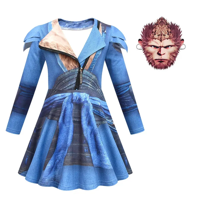 

111 www 2024 New Game Black Myth Wukong Kids Costumes Monkey King Cosplay Clothes Baby Girls Coats Halloween Carnival Party Funn