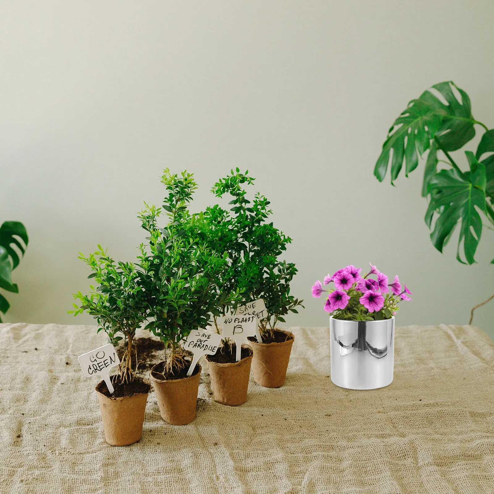 Ceramic Flower Pot Electroplated Round Decorative Planter Succulent Indoor Garden Plant Pot Ceramic Plant Pots