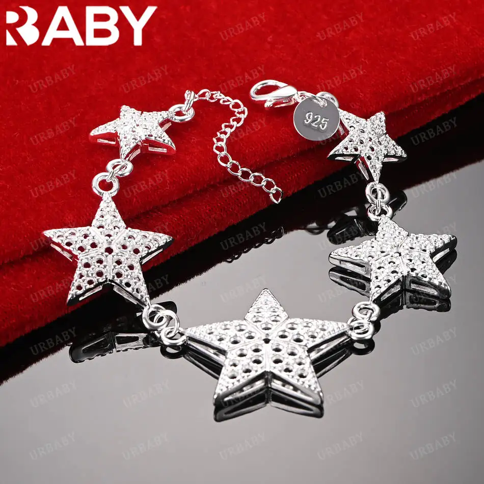 

URBABY 925 Sterling Silver Design Star Bracelets For Women Men Creativity Gifts Street All-match Party And Daily Wear