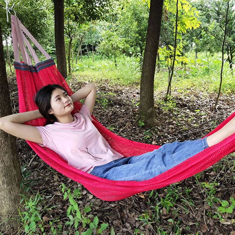 

Ice Silk Outdoor Camping Swing Hammock Sturdy Portable Breathable Mesh Ice Silk Hammock Bed Hamaca Colgante Patio Furniture