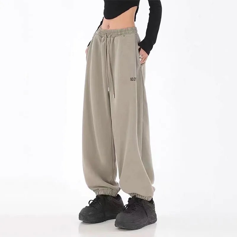 

Hip Hop Streetwear Baggy Jogging Sweatpants Women New Letter Drawstring Elastic Waist Casual Oversize Harem Sports Trousers 2023