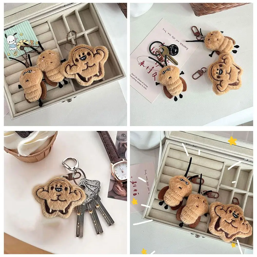 Cartoon Plush Cockroach Keychain Funny Expressions Doll Handbag Shaped Gifts Decoration Pendant Keyring Cockroach Backpack Z9H4