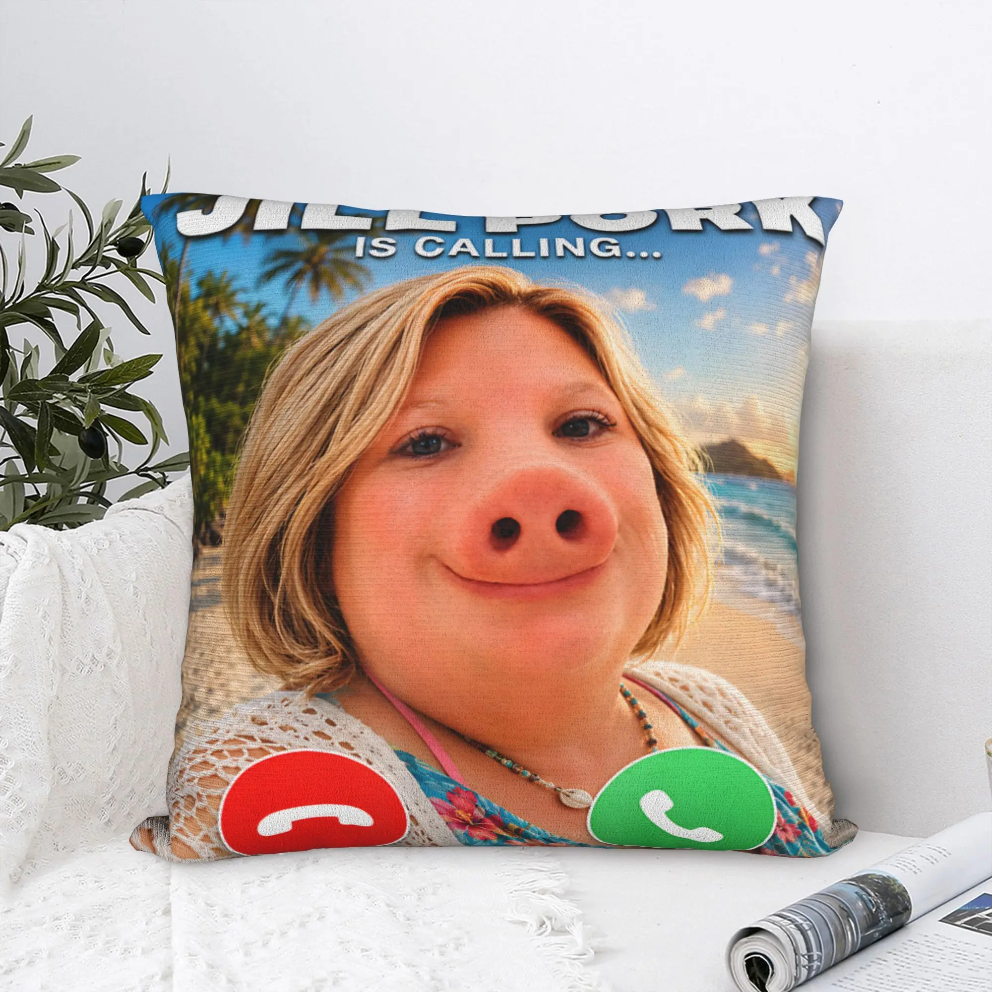 Pillow Case Jill Pork John Pork is Calling Brainrot Meme Design  Pillow Cover For Couch Sofa Bedroom Retro Trendy Pillowcases