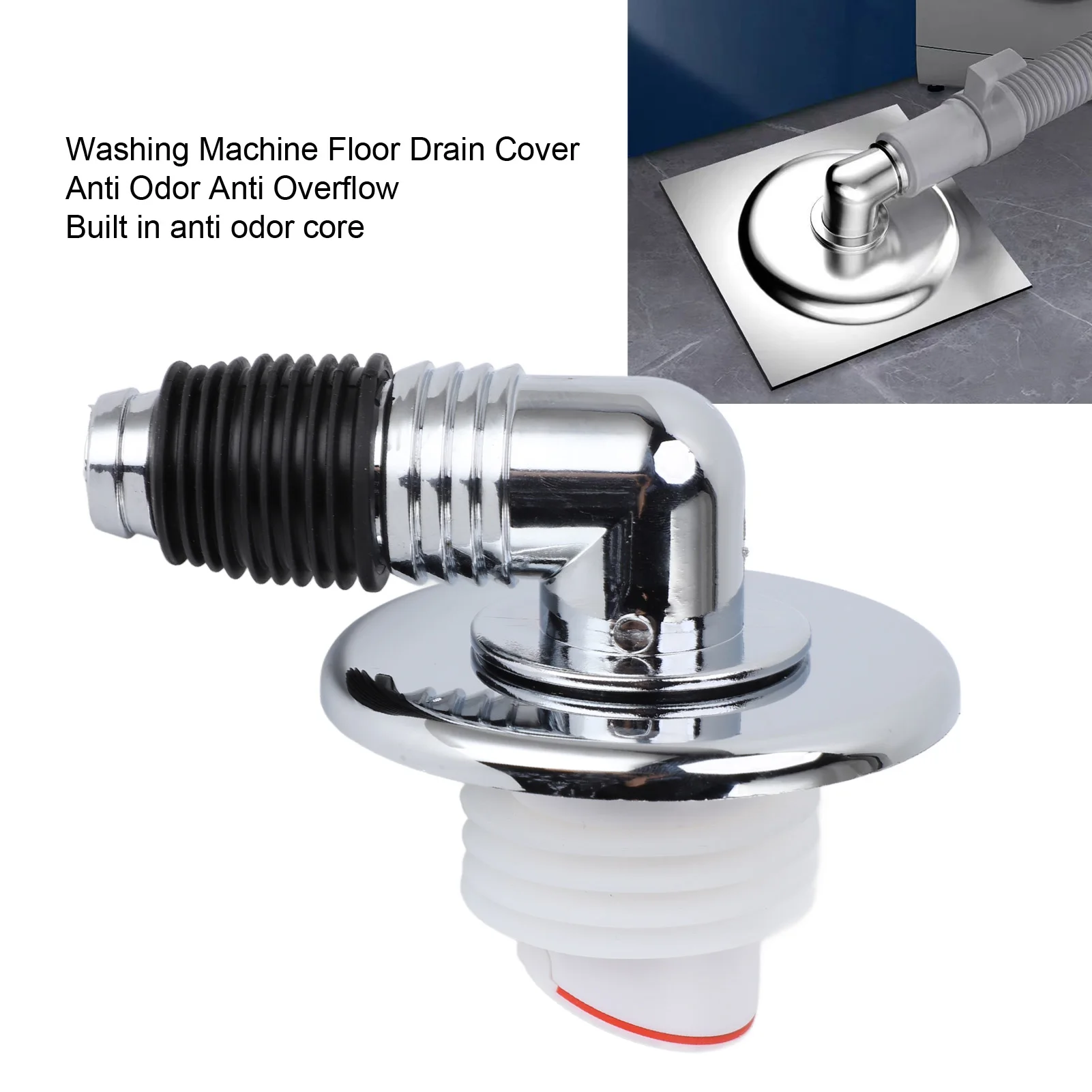 Washing Machine Floor Drain Cover ABS Anti Odor Anti Overflow Bathroom Waste Gate Shower Drainer with Pipe Connector for Home