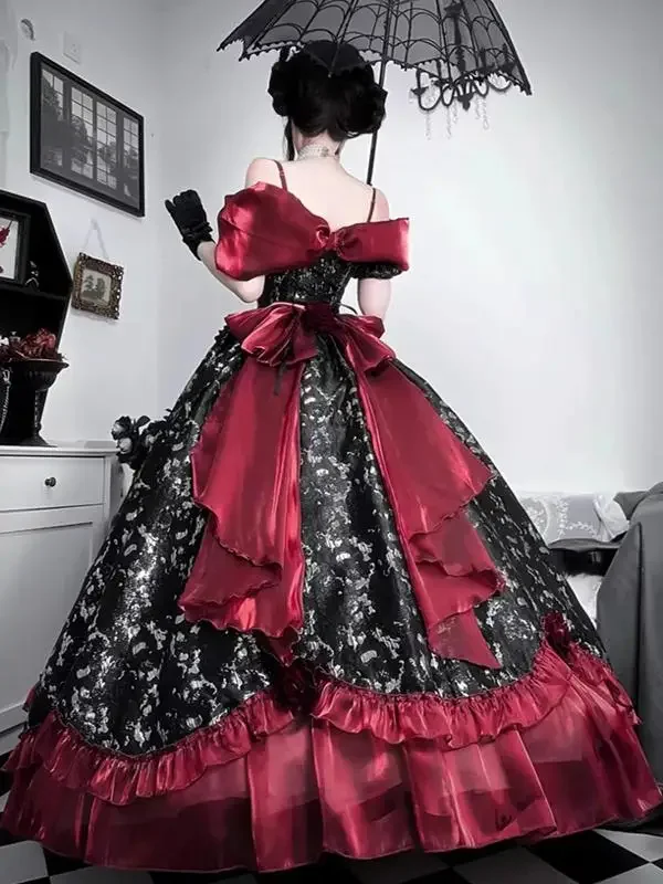 Slim-Fit Elegantes Off-Shoulder-Prinzessin Together Remembrance Day Bar Mizwa-Kleid Halloween Cosplay Lo Langarmkleid weiblich