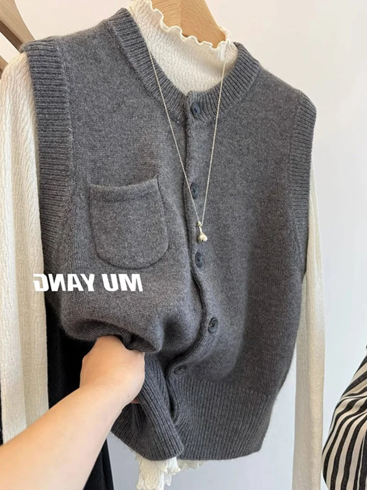 

Sli вязаный кардиган Svel женский жилет верхняя одежда корейский дизайн сенсация осенний сезон стандартной посадки