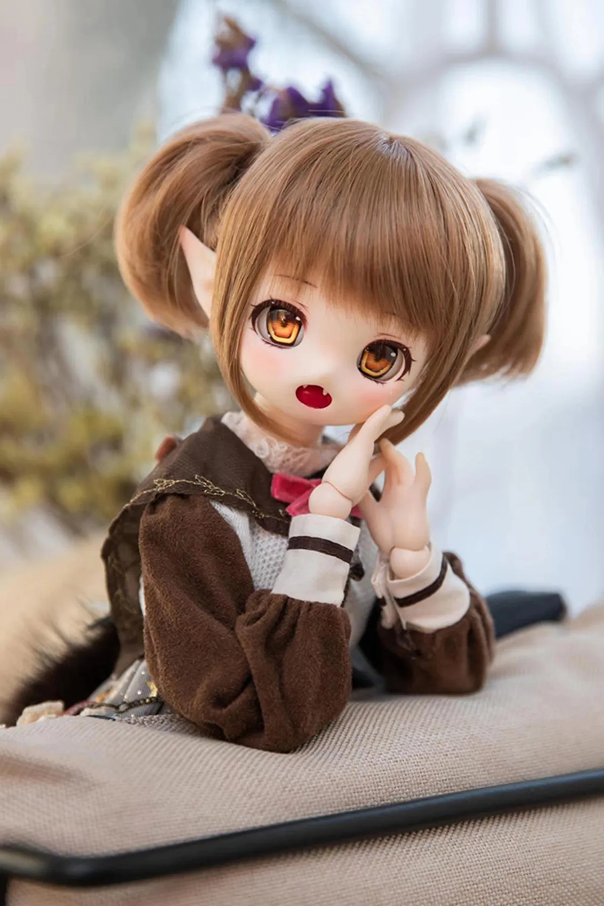 New bjd/sd doll 1/4 opening meow girl cartoon Reci-shop meow milk doll advanced resin vampire spot makeup