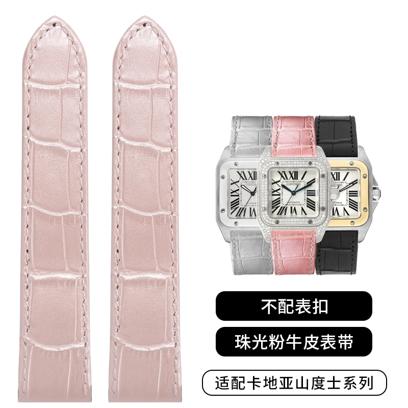 20mm 23mm Hoge Kwaliteit Lederen Horlogeband Voor Cartier Horlogeband Santos 100 Serie mannen En Vrouwen vouwgesp