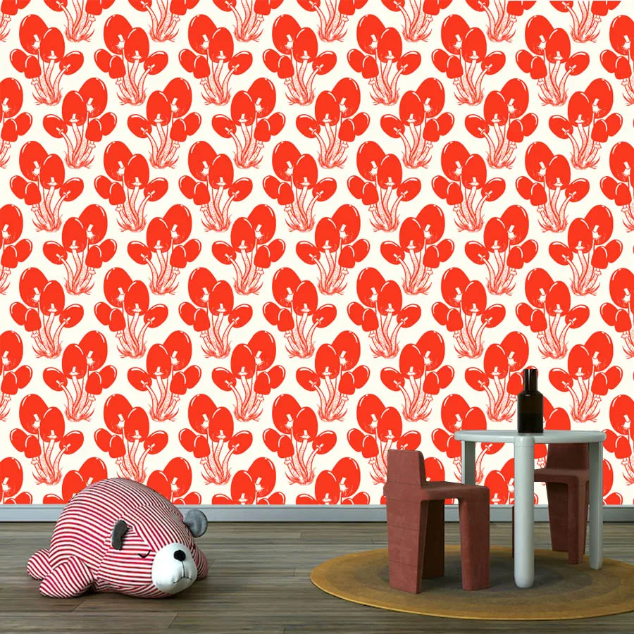 Vegetarian Food Removable Peel n Stick Wallpaper for Living Room Decoration Red Wall Papers Home Decor Store Restaurant Mural