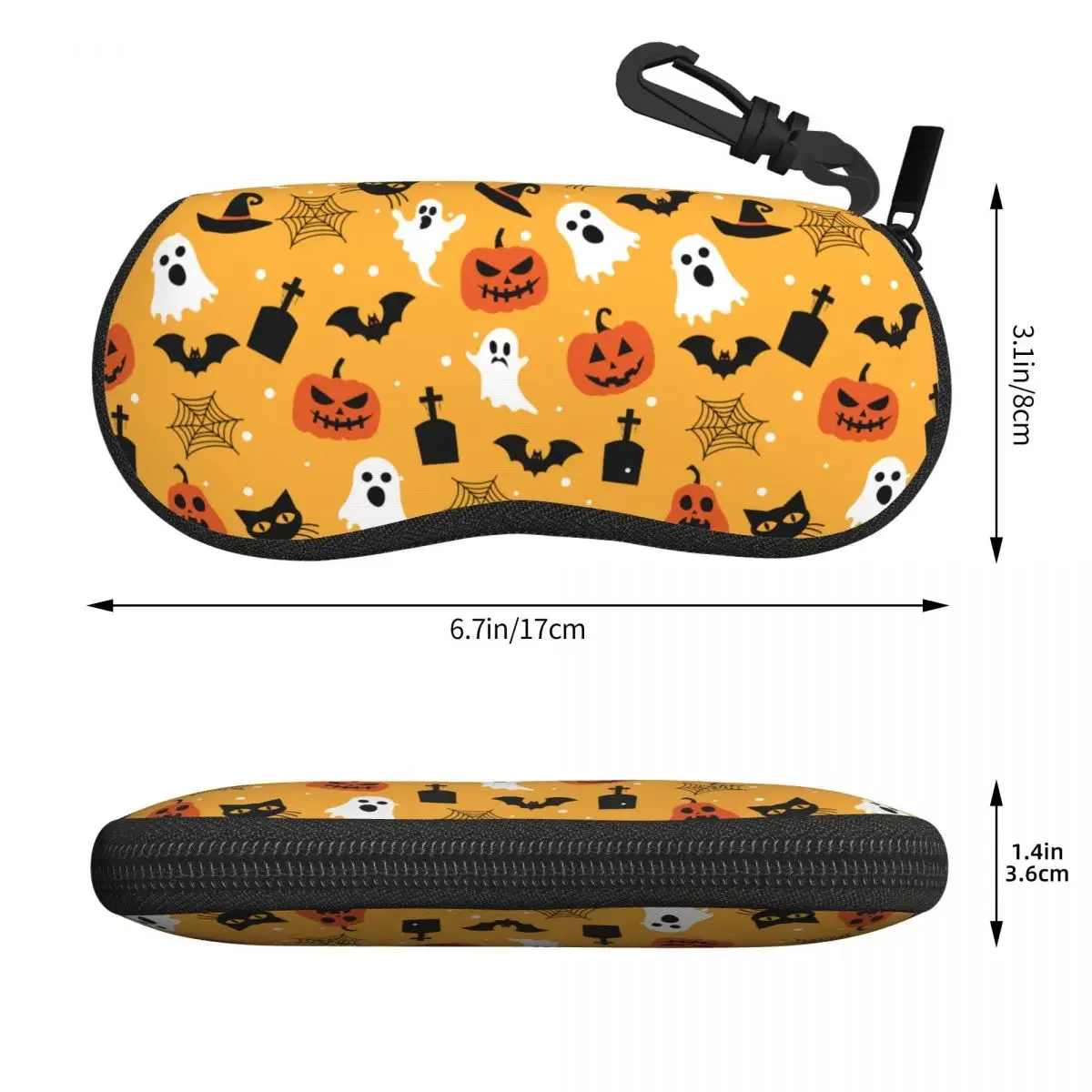 Custom Halloween Pumpkin Ghost Cats Shell Eyeglasses Protector Cases Cool Sunglass Case Glasses Pouch