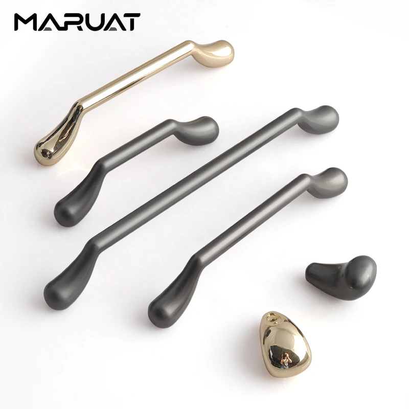 Bright Gold Furniture Handles Modern Style Zinc Alloy Kitchen Cabinet Handles Shoe Cabinets Dressing Table Handles Drawer Knobs