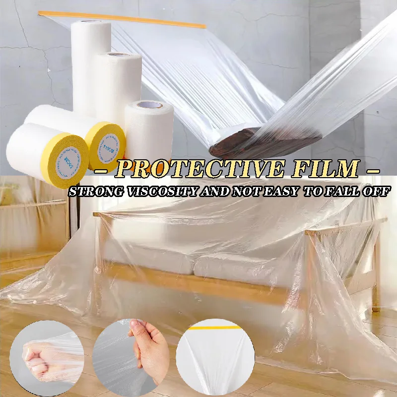 

Pre-Taped Masking Film Plastic Painting Drop Cloth Sheeting Roll for Automotive Painting Furniture Dust-proof Protection