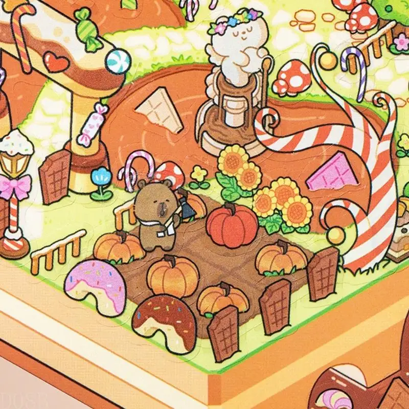 

D08B Cartoon Scenery Sticker Miniature Scene Sticker for Scrapbooking Journal