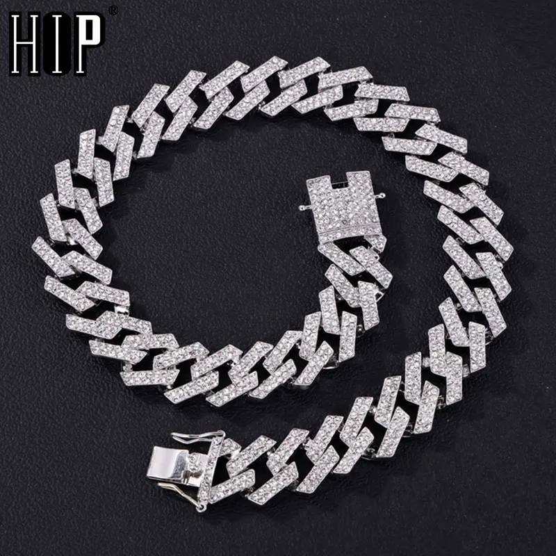 

Hip Hop AAA Bling 20MM 2 Row Miami Cuban Chain Iced Out Zircon Paved Necklaces For Men Women Jewelry