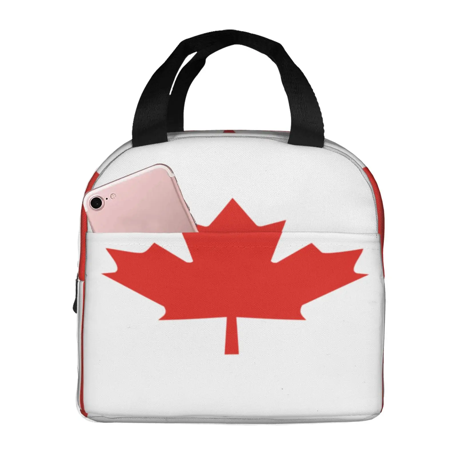 Flag of Canada Pattern Lunch Bag Women Portable Cooler Thermal Insulated Lunch Box for Kids School Multifunction Food Bento Box