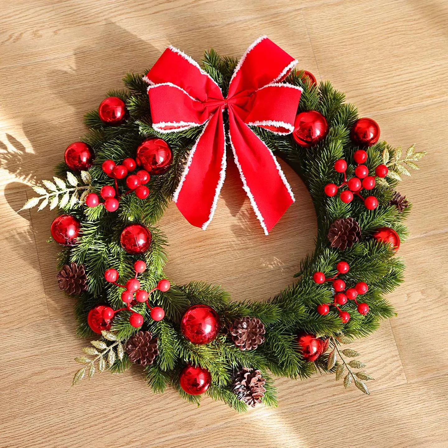 Christmas wreath cross-border new product Christmas decoration door hanging bow front door doorway decoration party wreath