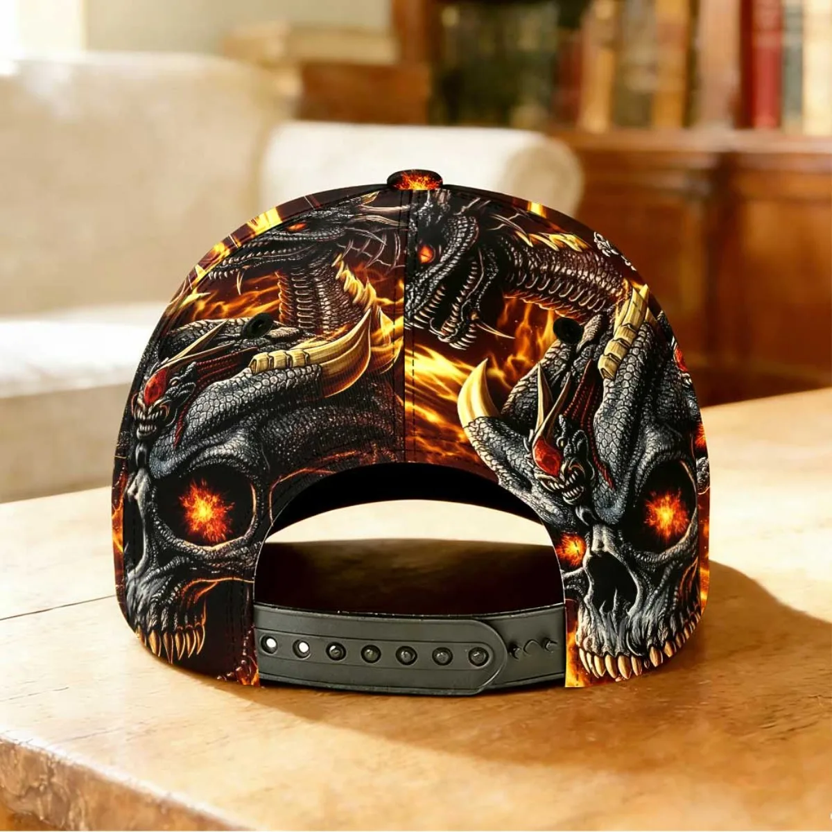 Customization 1pc Flaming Dragon Skull Baseball Cap Christmas Gift Mother's Day Gift Fishing Vacation Concert