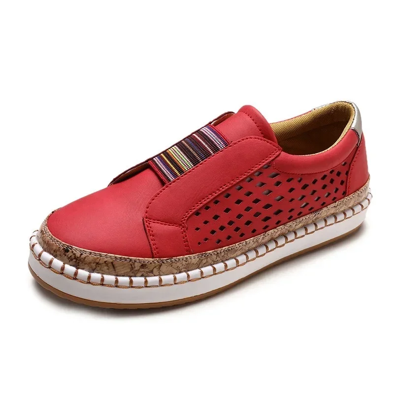 Fashion Women Slip on Sneakers Vulcanized Shoes Breathable Hollow Out Casual Outdoor Comfortable Plus Size Shoes